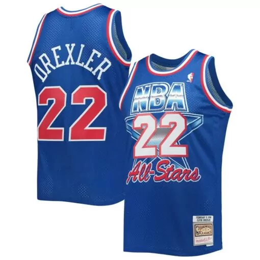 Clyde Drexler 22 NBA Jersey Blue All-stars 1996 Men Red White Classics Game