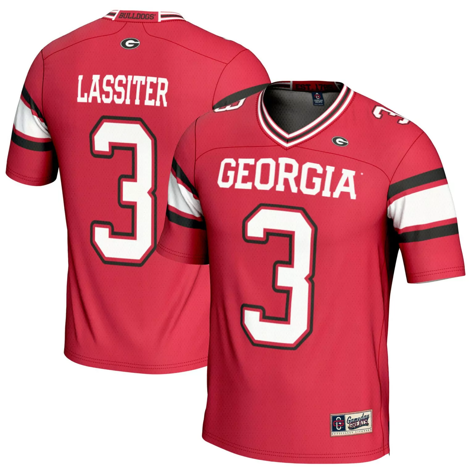 Kamari Lassiter 3 Georgia Jersey Red Men Black White Gameday