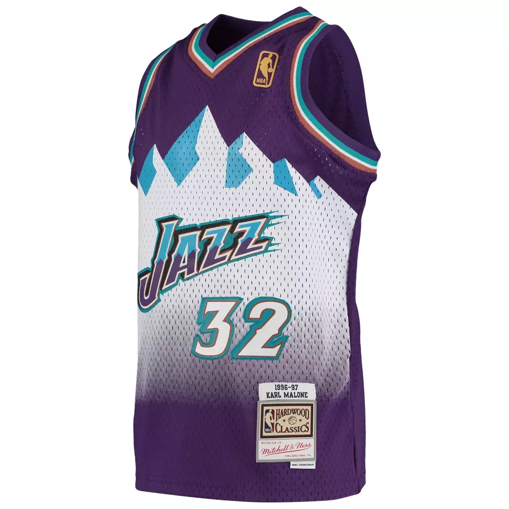 Karl Malone 32 Utah Jazz Jersey Purple Hardwood Classics 1997 Men Player Throwback