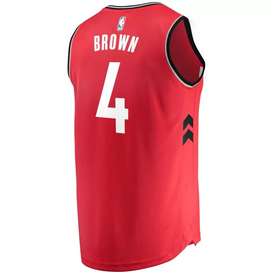 Brown 4 Toronto Raptors Jersey Red Men Authentic Black White Icon