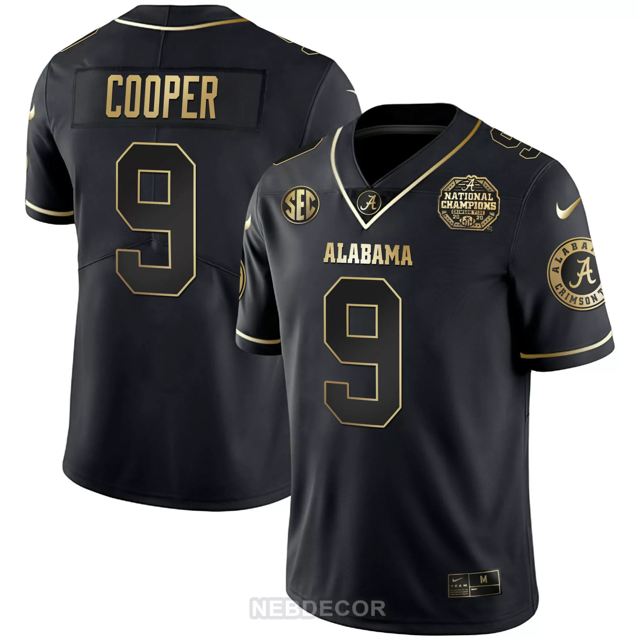 Amari Cooper 9 Jersey Black National Champions Alabama Crimson Tide 2020 Men Gold