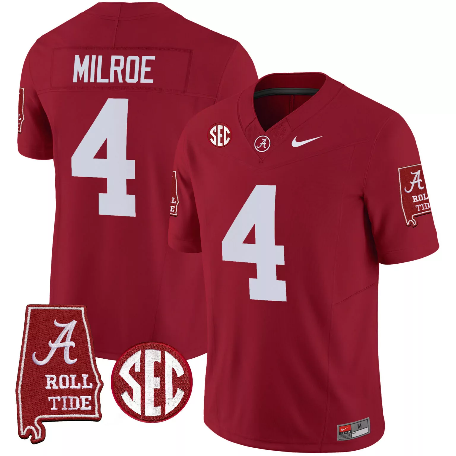 Jalen Milroe 4 Alabama Jersey Crimson State Outline Men White v3 All Stitched