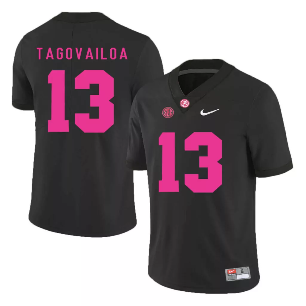 Tua Tagovailoa 13 Jersey Black Alabama Crimson Tide Men Pink