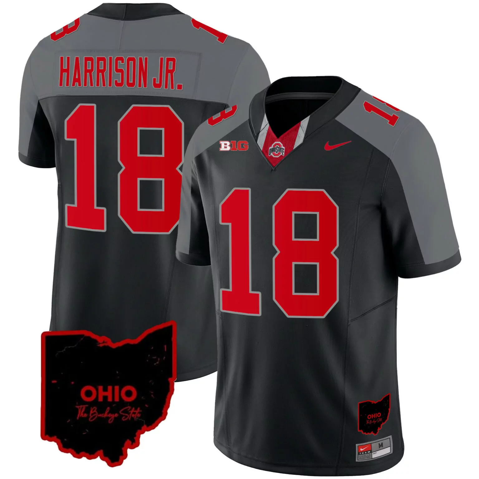 Marvin Harrison 18 Ohio State Jersey Black The Buckeye Buckeyes Big Ten Men Gray