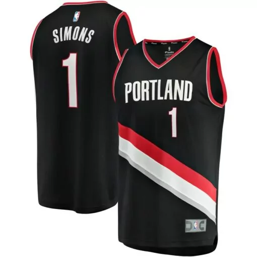 Anfernee Simons 1 Portland Jersey Black Men White Red Gray Icon