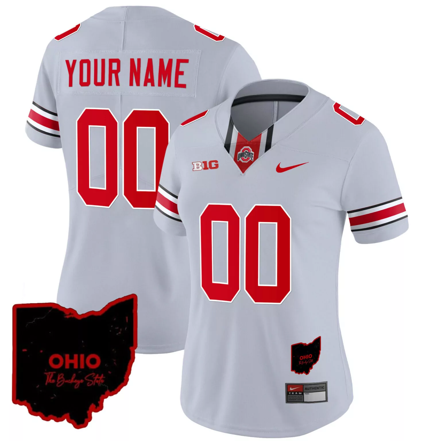 Custom Ohio State Jersey White The Buckeye Big Red Black Vapor All Stitched