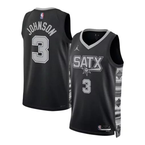 Keldon Johnson 3 Jersey Black NBA All-star San Antonio Spurs Men Split Design Grey