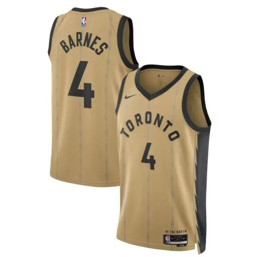 Scottie Barnes 4 Toronto Raptors Jersey Tan Men Black Grey Unisex