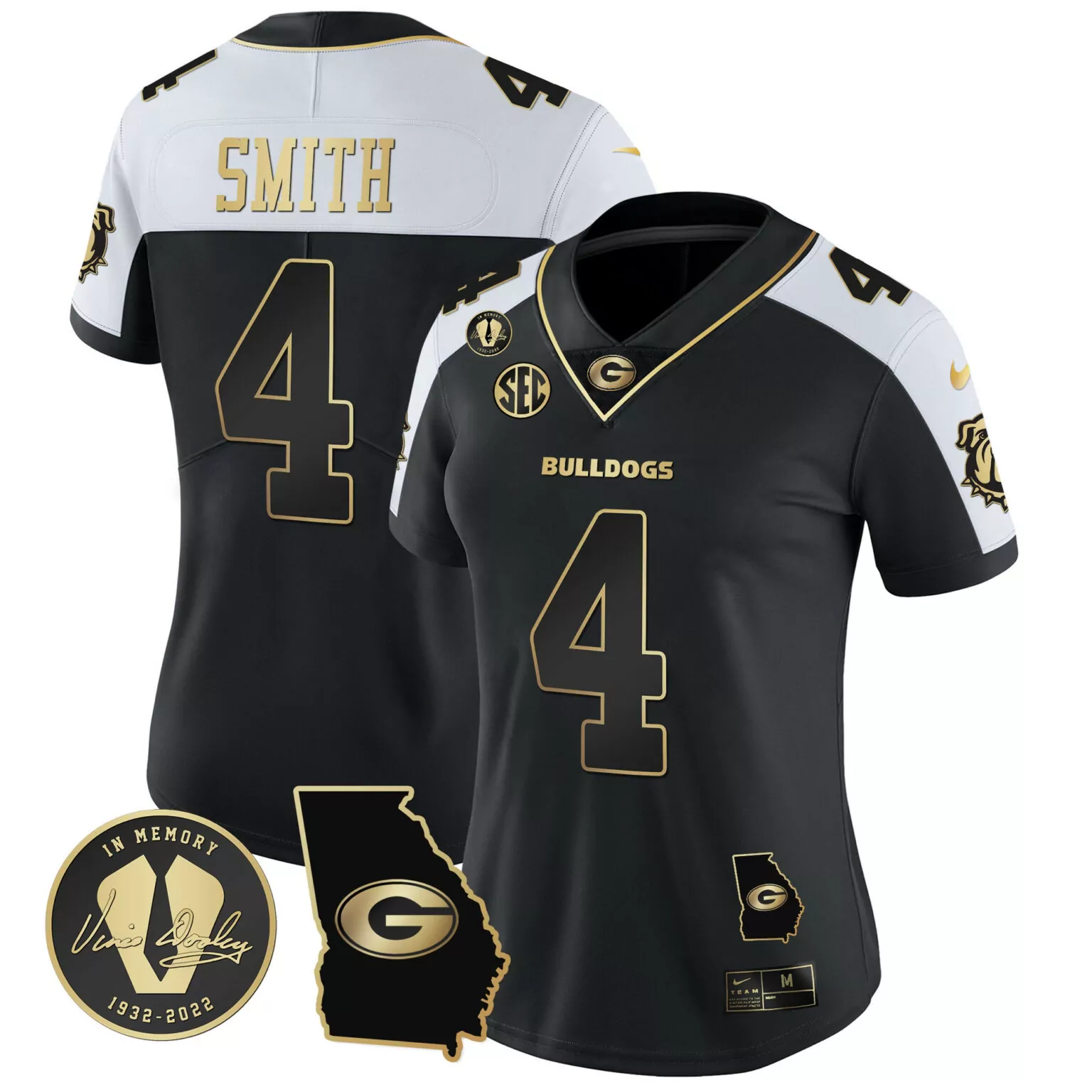 Nolan Smith 4 Georgia Bulldogs Jersey Black In Memory Of Vince Dooley Memorial Women
