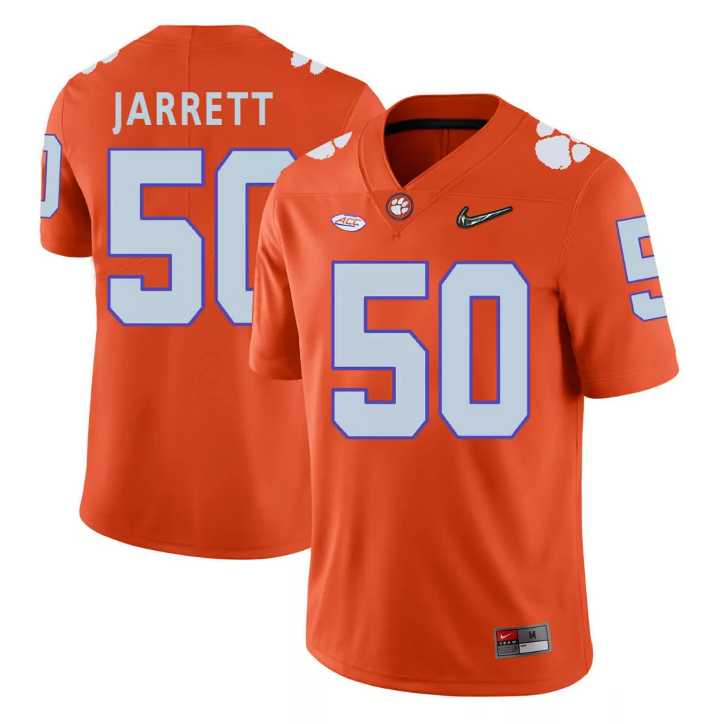 Grady Jarrett 50 Clemson Tigers Jersey Orange Men Light Blue