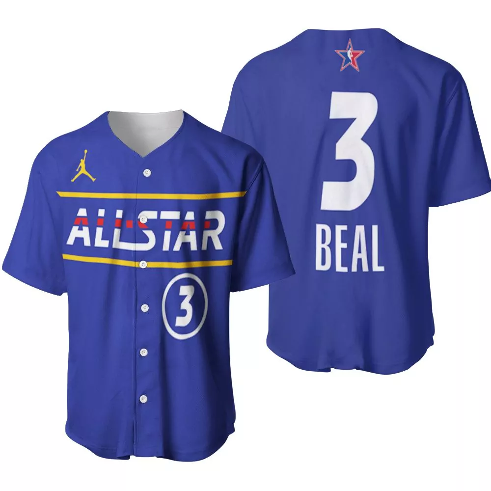 Bradley Beal 3 NBA All Star Jersey Blue Jumpman Men Yellow White Red
