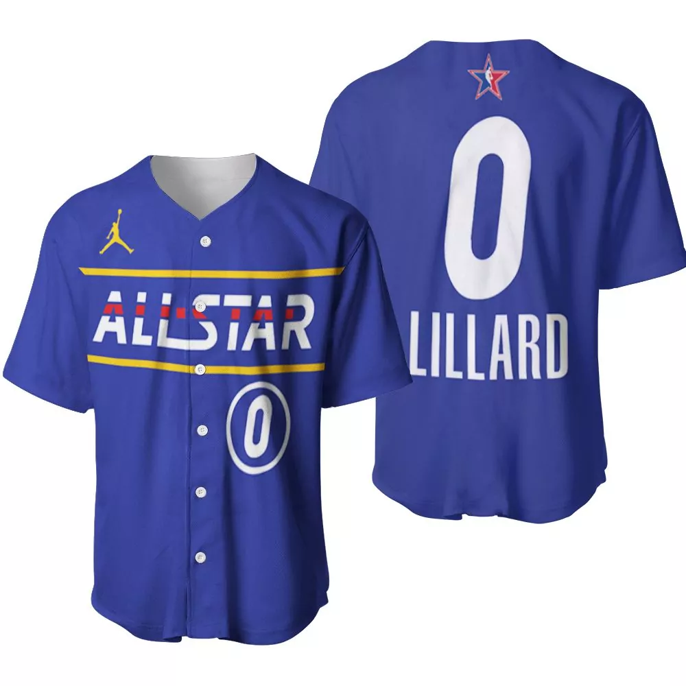 Damian Lillard NBA All-star Jersey Blue Men Yellow White Red All