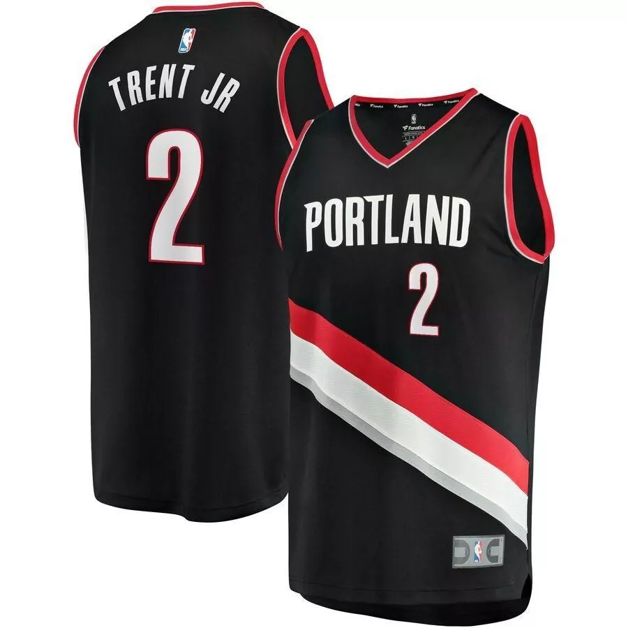 Gary Trent Jr 2 Jersey Black Portland Trail Blazers Men Icon Edition Split Design