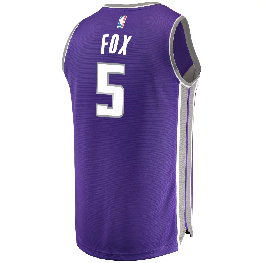 De'aaron Fox 5 Sacramento Kings Jersey Purple Men Gray White Icon