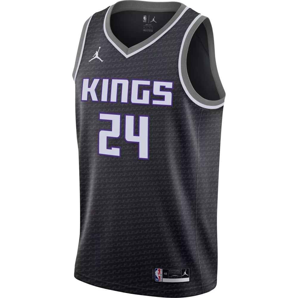 Custom Sacramento Kings 24 Jersey Black Men Purple Grey Swingman