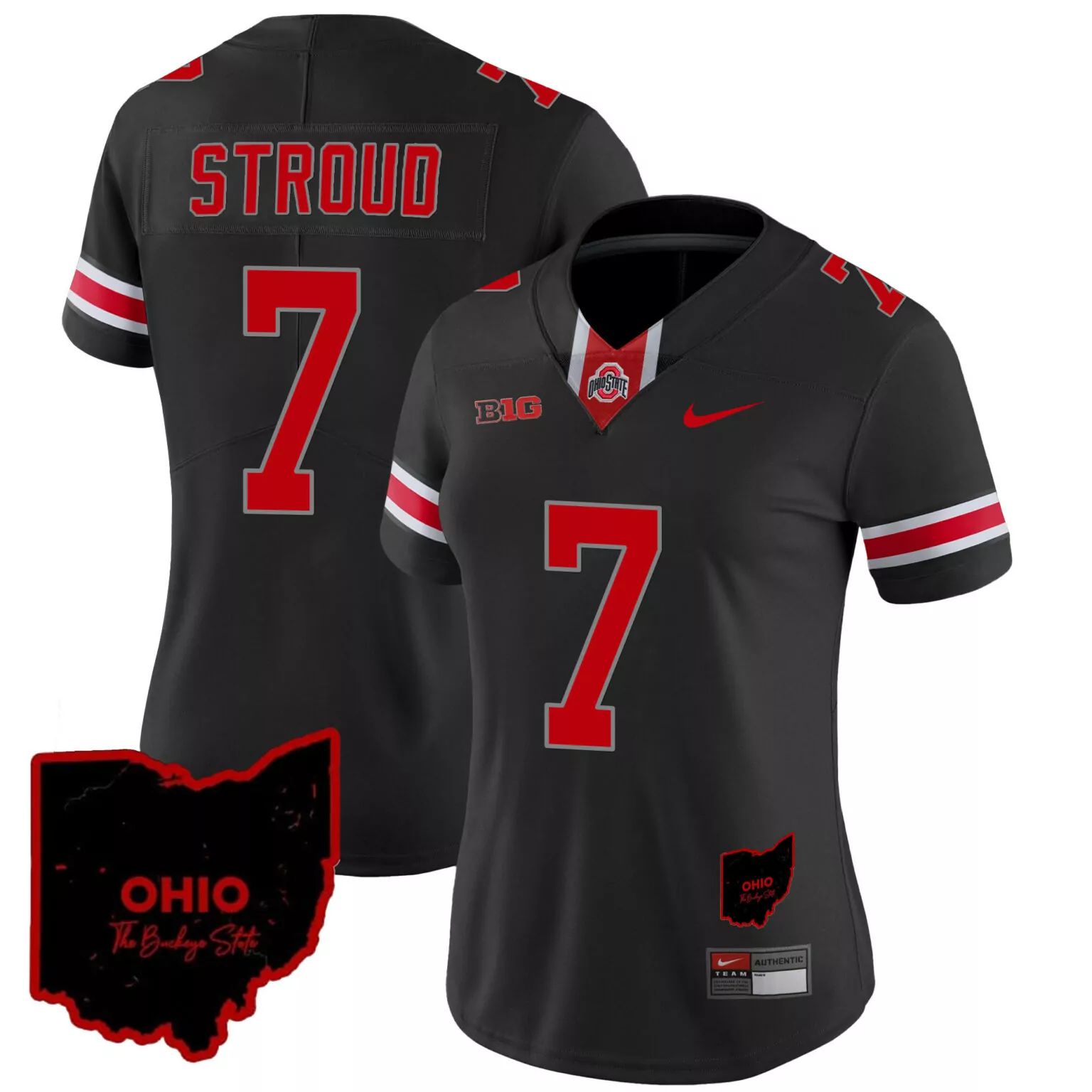 Stroud 7 Ohio State Jersey Black Big Ten Authentic Tag Men Red White All Stitched