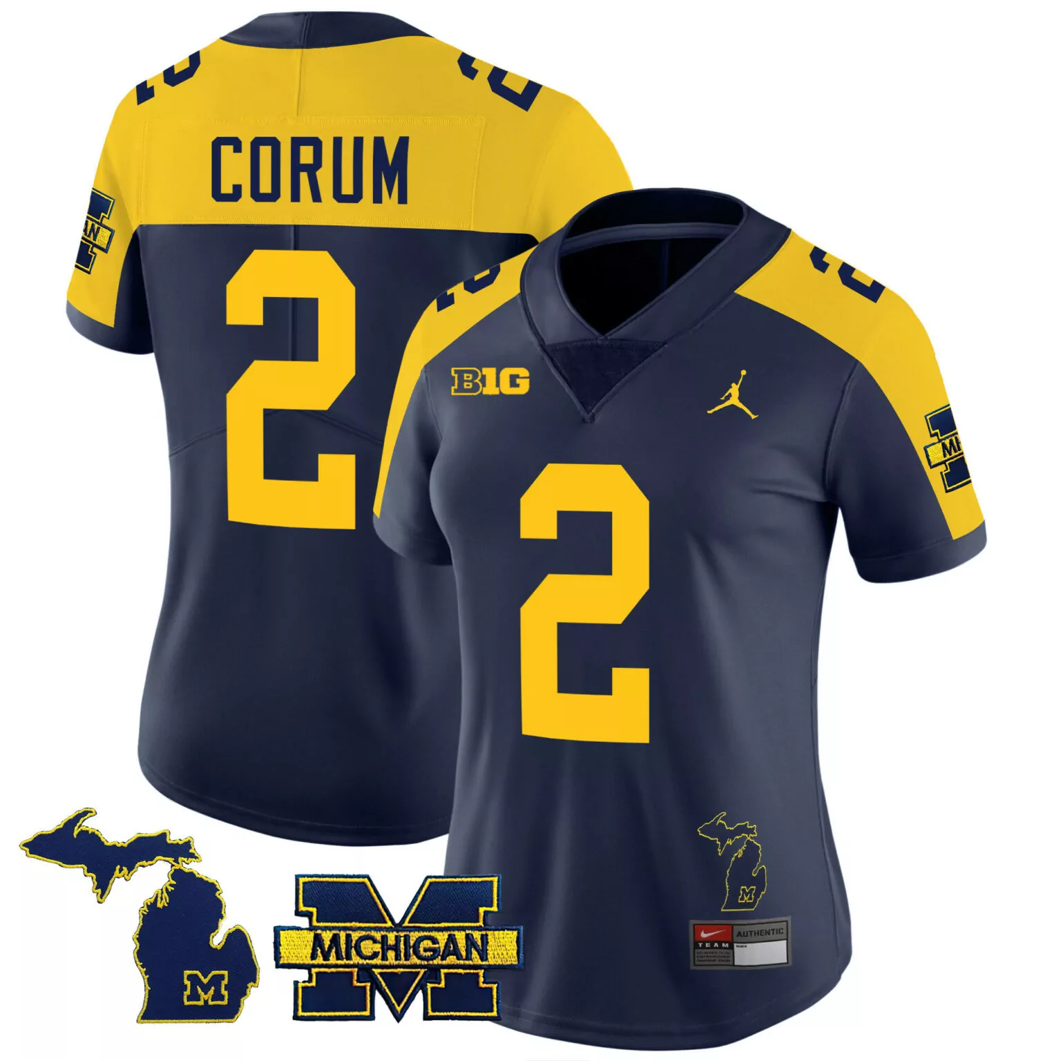 Corum 2 Michigan Wolverines Jersey Navy Blue Football Alternate Big Ten 2023 Men