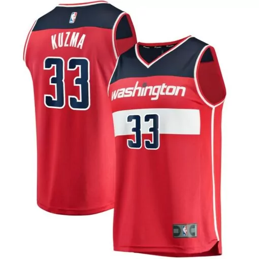 Kyle Kuzma 33 Washington Wizards Jersey Red Men Navy Blue White Icon