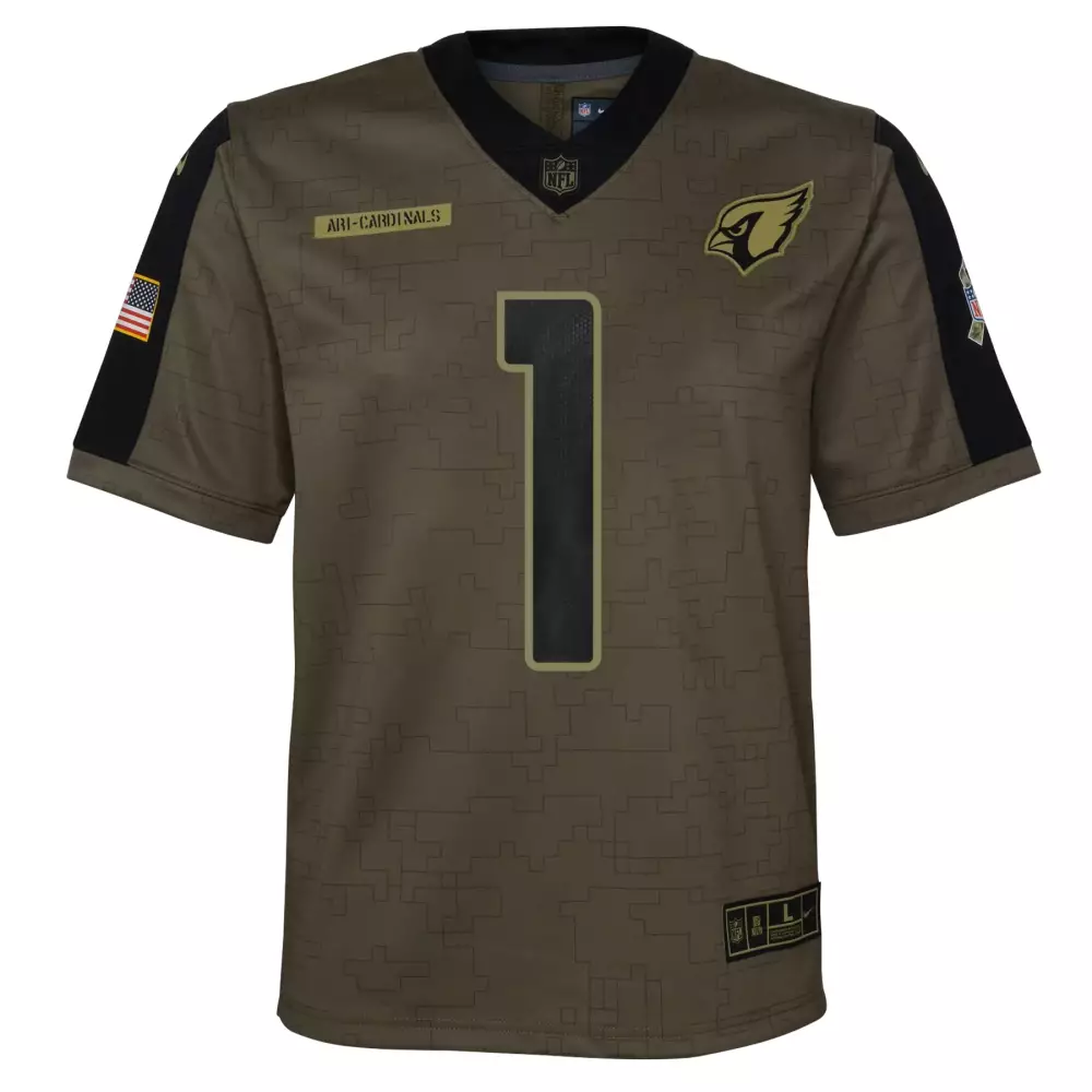 Custom Cardinals 1 Jersey Brown Salute To Service Us Flag Men Replica Design Black