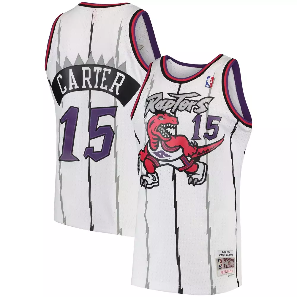 Vince Carter 15 Raptors Jersey White Hardwood Classics Men NBA Purple Black Grey