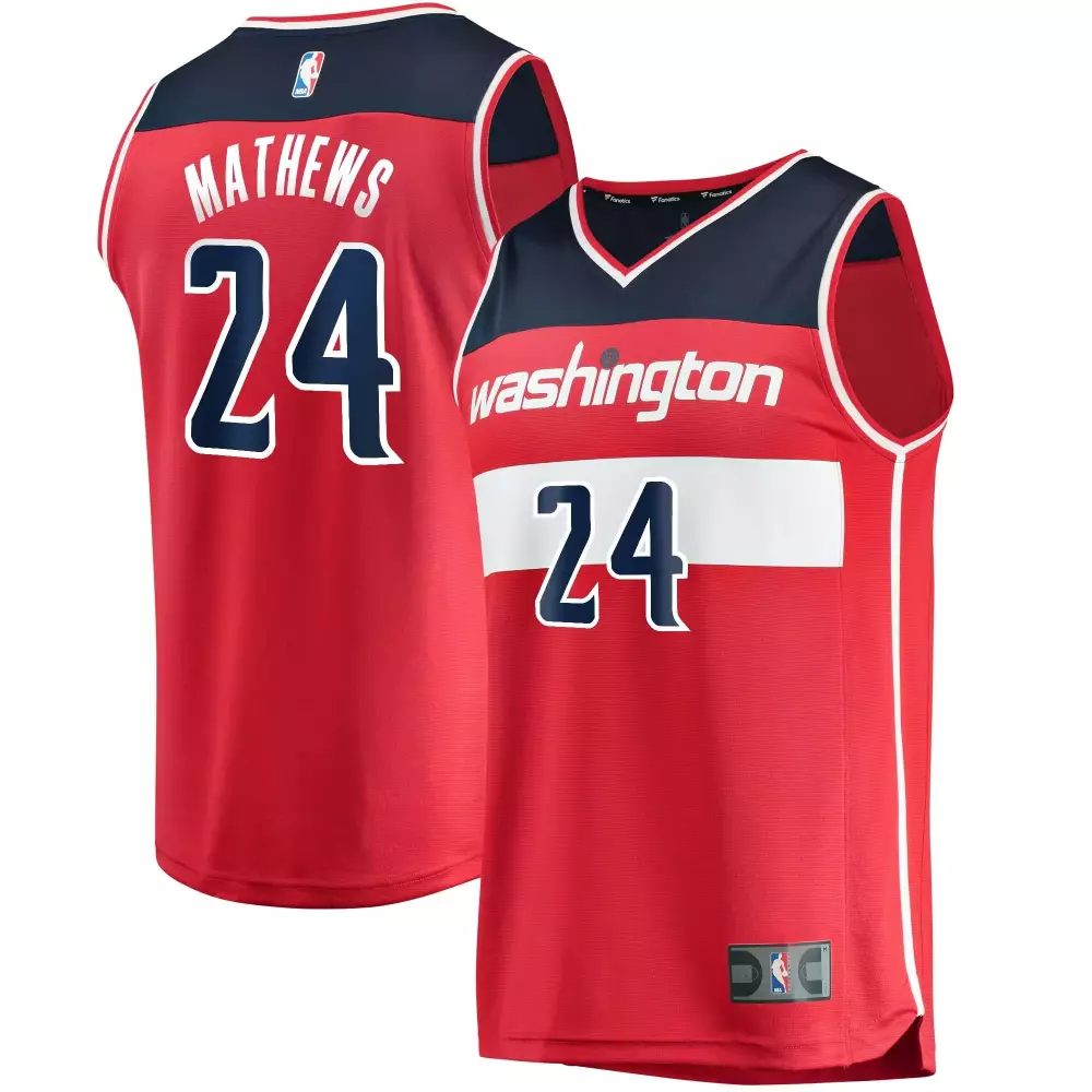 Garrison Mathews 24 Jersey Red Washington Wizards Men Navy Blue White Icon