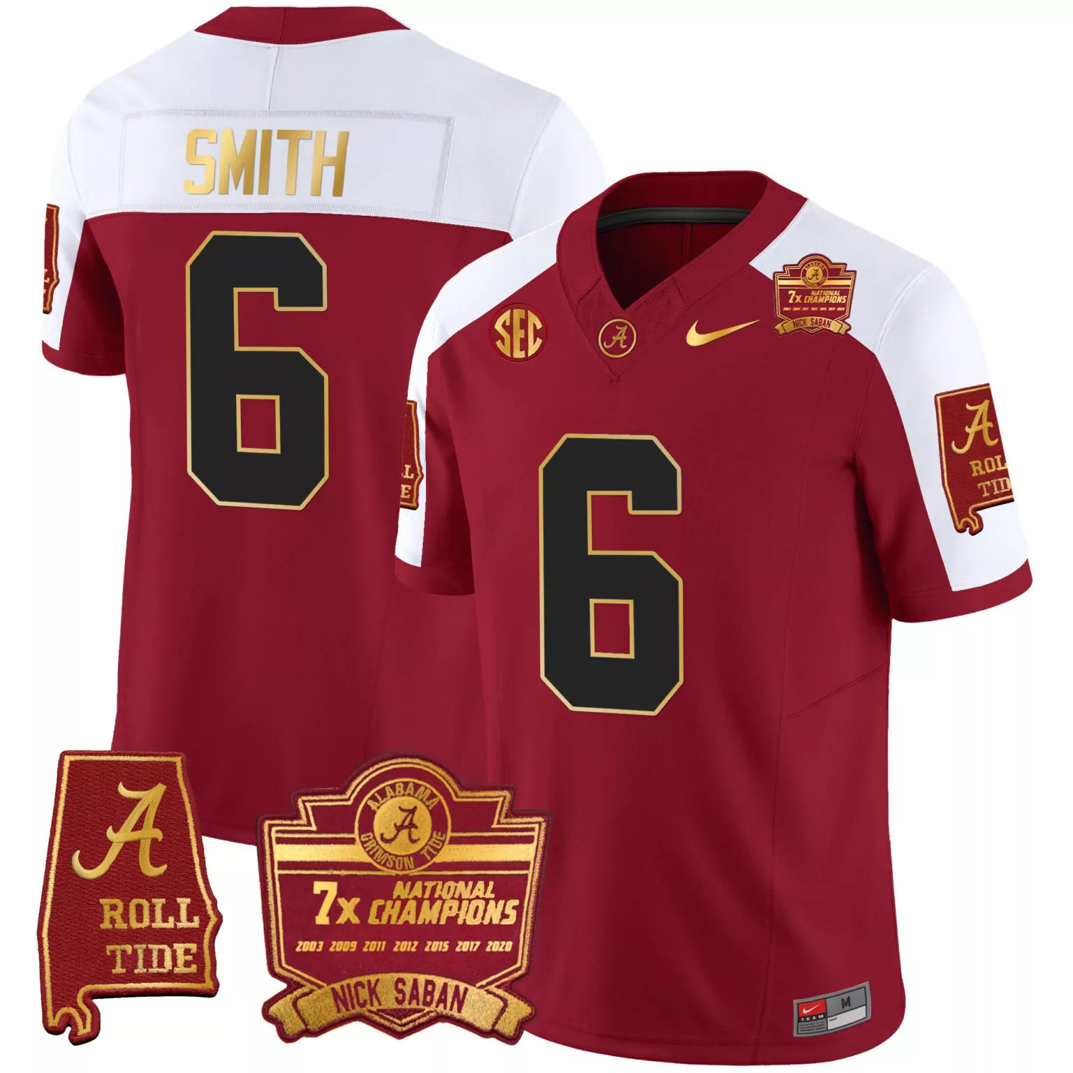 Devonta Smith 6 Jersey Crimson 7x National Champions Alabama Tide Nick Saban Men