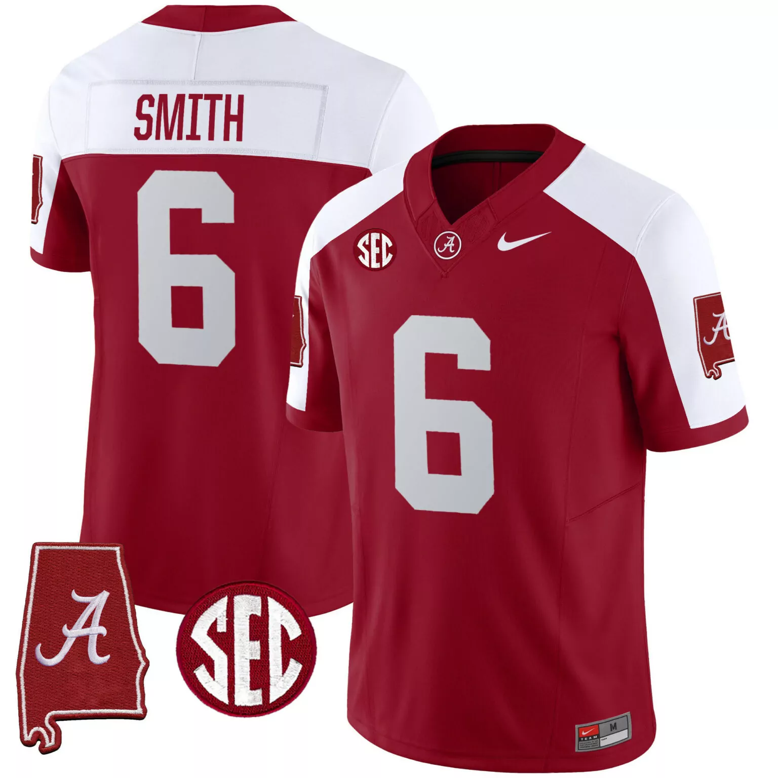 Devonta Smith 6 Jersey Crimson Alabama Tide State Outline Men White Alternate All