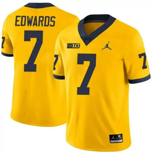 Donovan Edwards 7 Jersey Yellow Michigan Wolverines Men Navy Blue All Stitched
