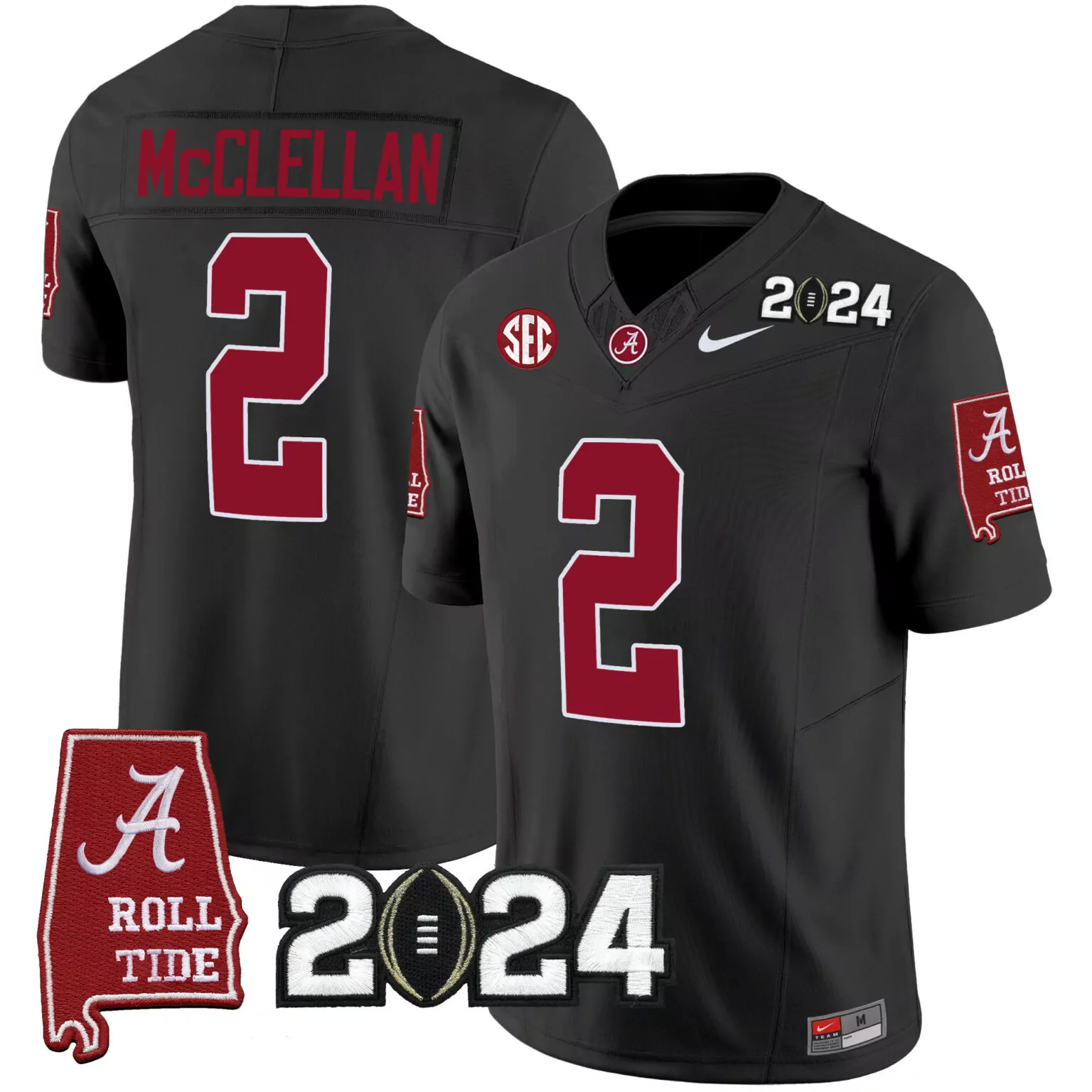 Jase Mcclellan 2 Alabama Jersey Black 2024 College Football Playoff Roll Tide Men