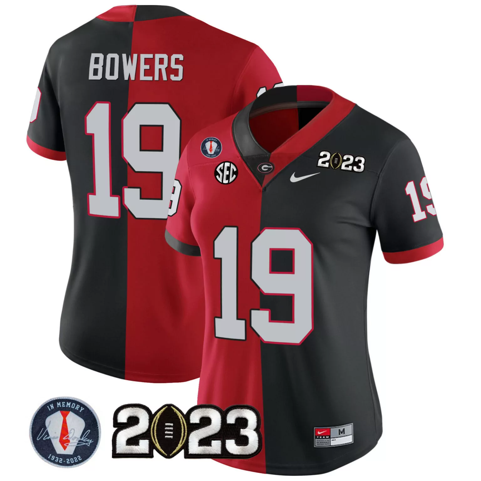 Brock Bowers 19 Georgia Bulldogs Jersey Black National Championship Memory Vince Dooley 1932-2022 2023