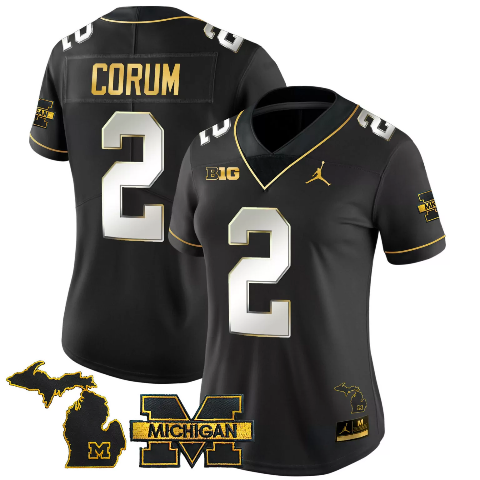 Corum 2 Michigan Jersey Black Jordan Brand Wolverines Big Ten Men Gold Silver Vapor