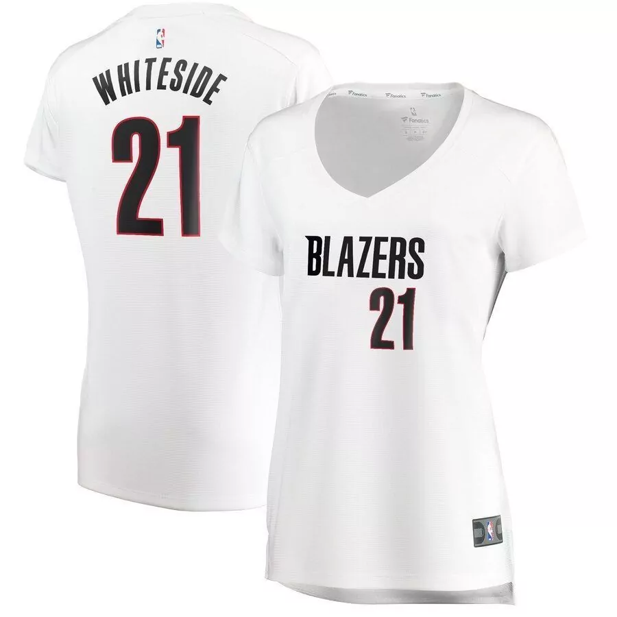 Nick Whiteside 21 Blazers Jersey White Women Game Black Red