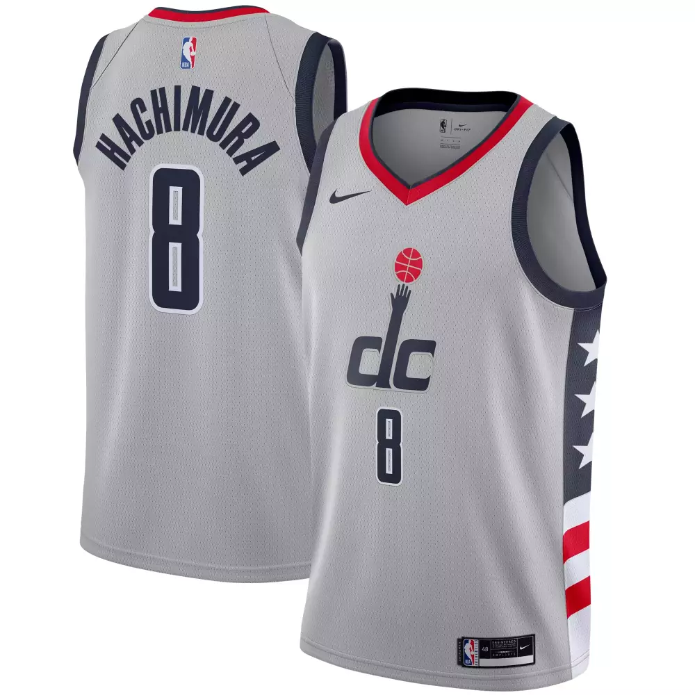 Rui Hachimura 8 Jersey Gray City Connect Washington Wizards Men Alternate Split Design