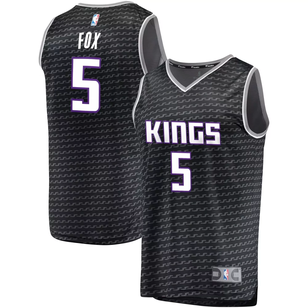 De'aaron Fox 5 Kings Jersey Black Men Custom Design Purple White