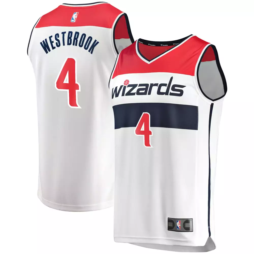 Russell Westbrook 4 Wizards Jersey White Men Red Navy Icon