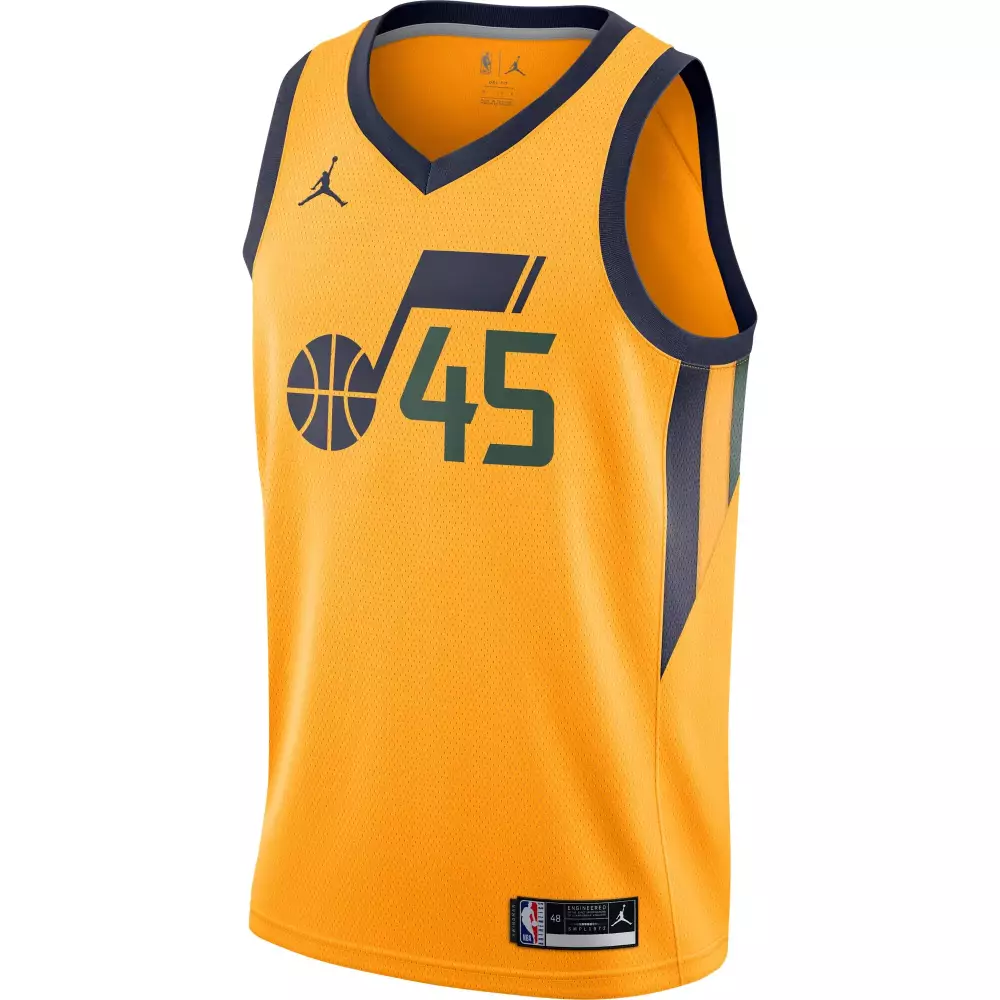 Donovan Mitchell 45 Utah Jazz Jersey Yellow Men Alternate Navy Green Swingman