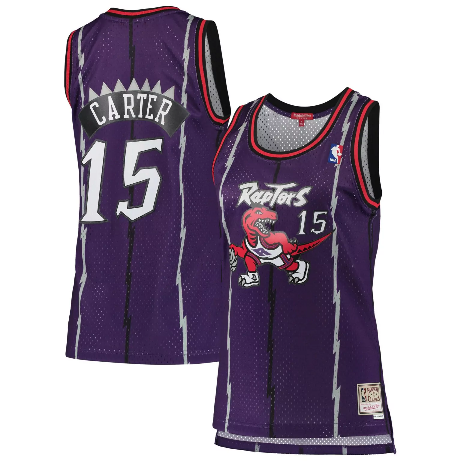 Vince Carter 15 Raptors Jersey Purple Hardwood Classics Men Split Design Red White