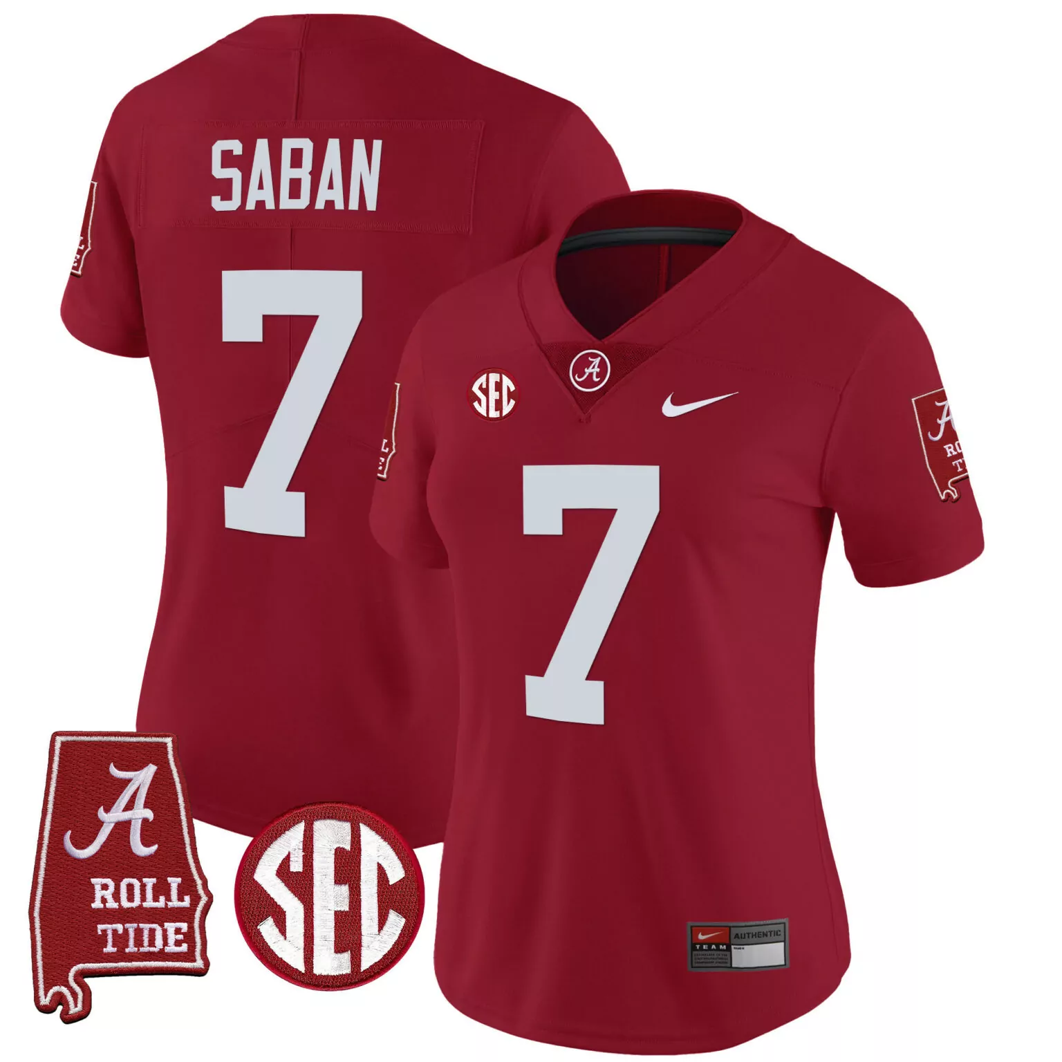 Nick Saban 7 Alabama Crimson Tide Jersey Ncaa Roll Men Authentic White All Stitched