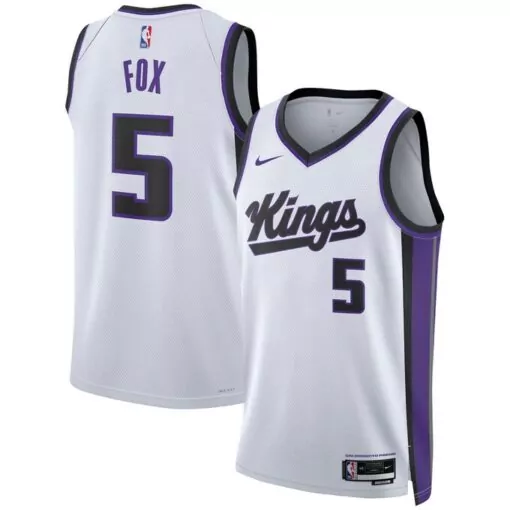 De'aaron Fox 5 Sacramento Kings Jersey White Men Purple Black Unisex