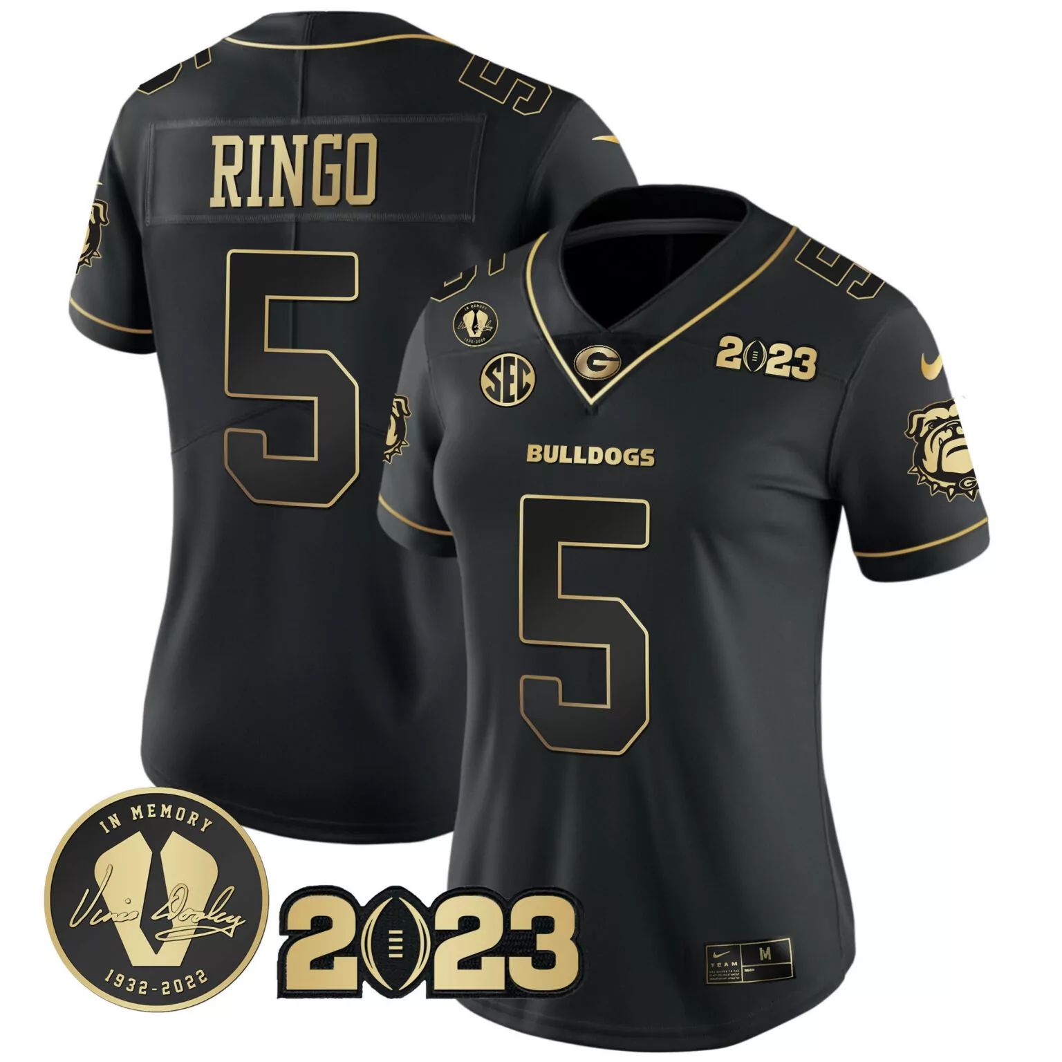 Kelee Ringo 5 Georgia Bulldogs Jersey Black 2023 Vince Dooley Memorial Men Gold All
