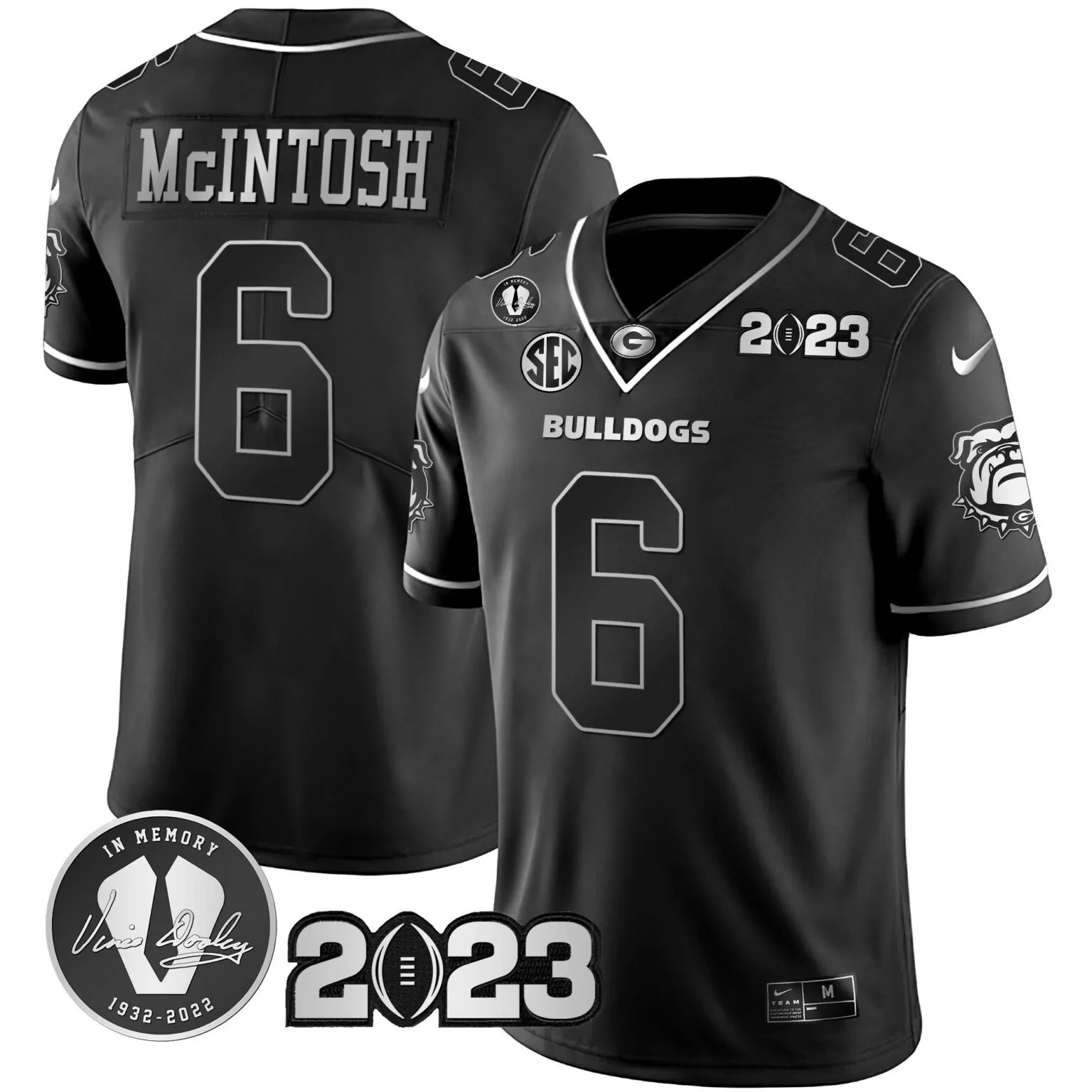 Kenny Mcintosh 6 Georgia Bulldogs Jersey Black In Memory Of Vince Dooley Memorial