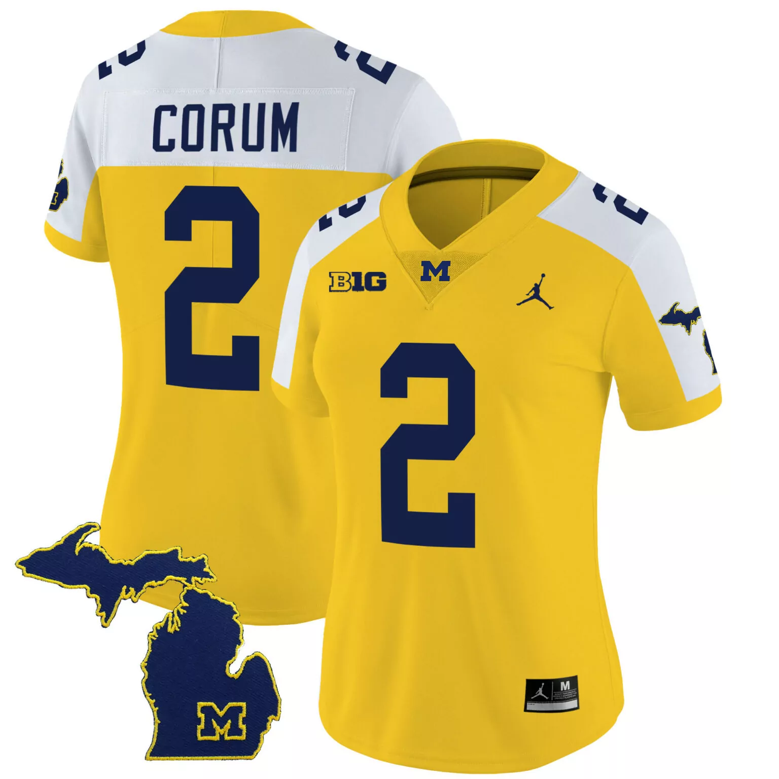 Corum 2 Michigan Wolverines Jersey Yellow Jordan Brand Outline Women Navy Blue White