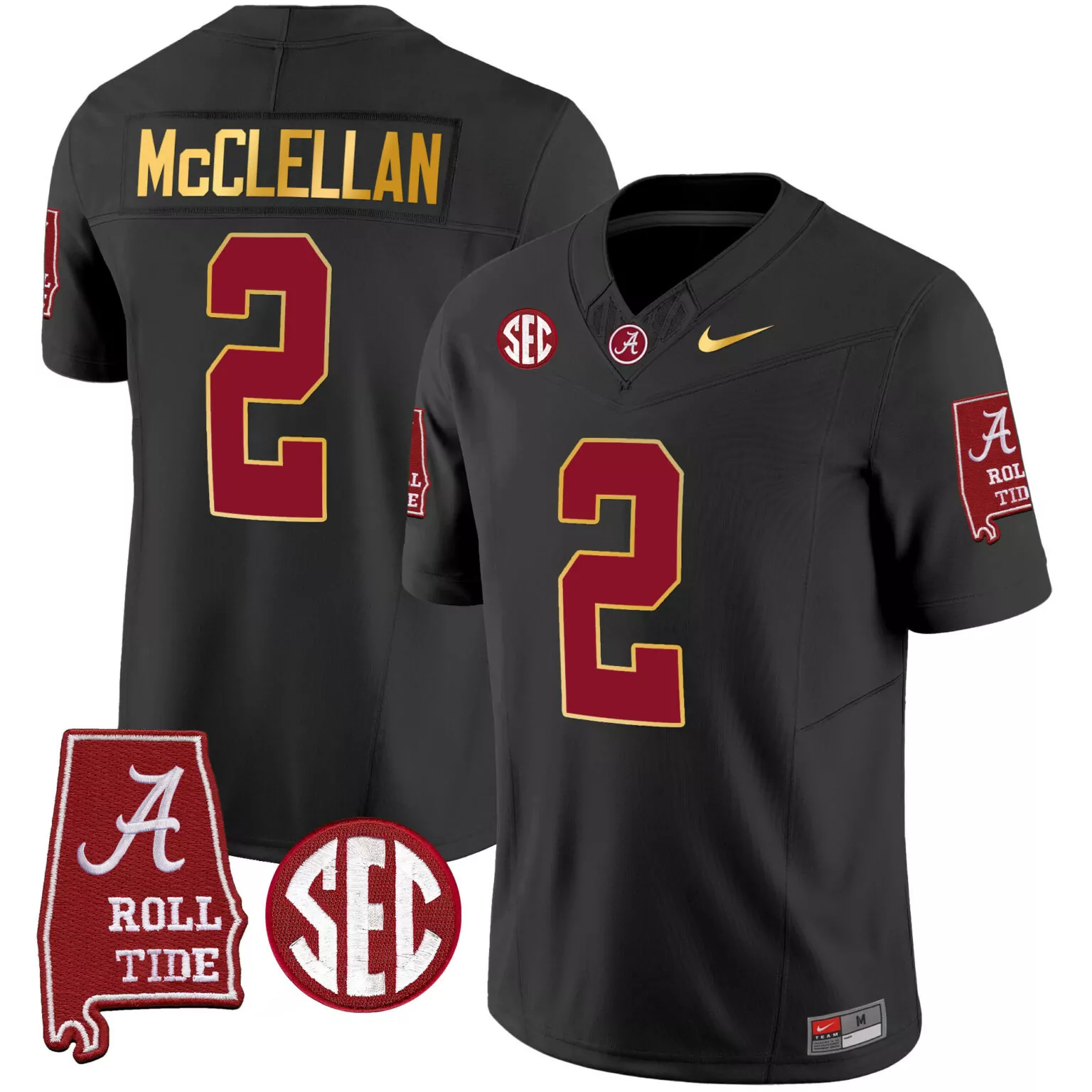 Jase Mcclellan 2 Jersey Black Alabama Crimson Tide Roll Men Gold All Stitched