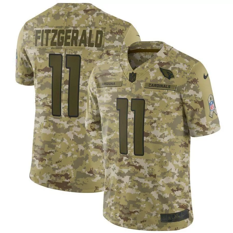 Larry Fitzgerald 11 Jersey Tan Salute To Service Arizona Cardinals Men NFL Custom Design