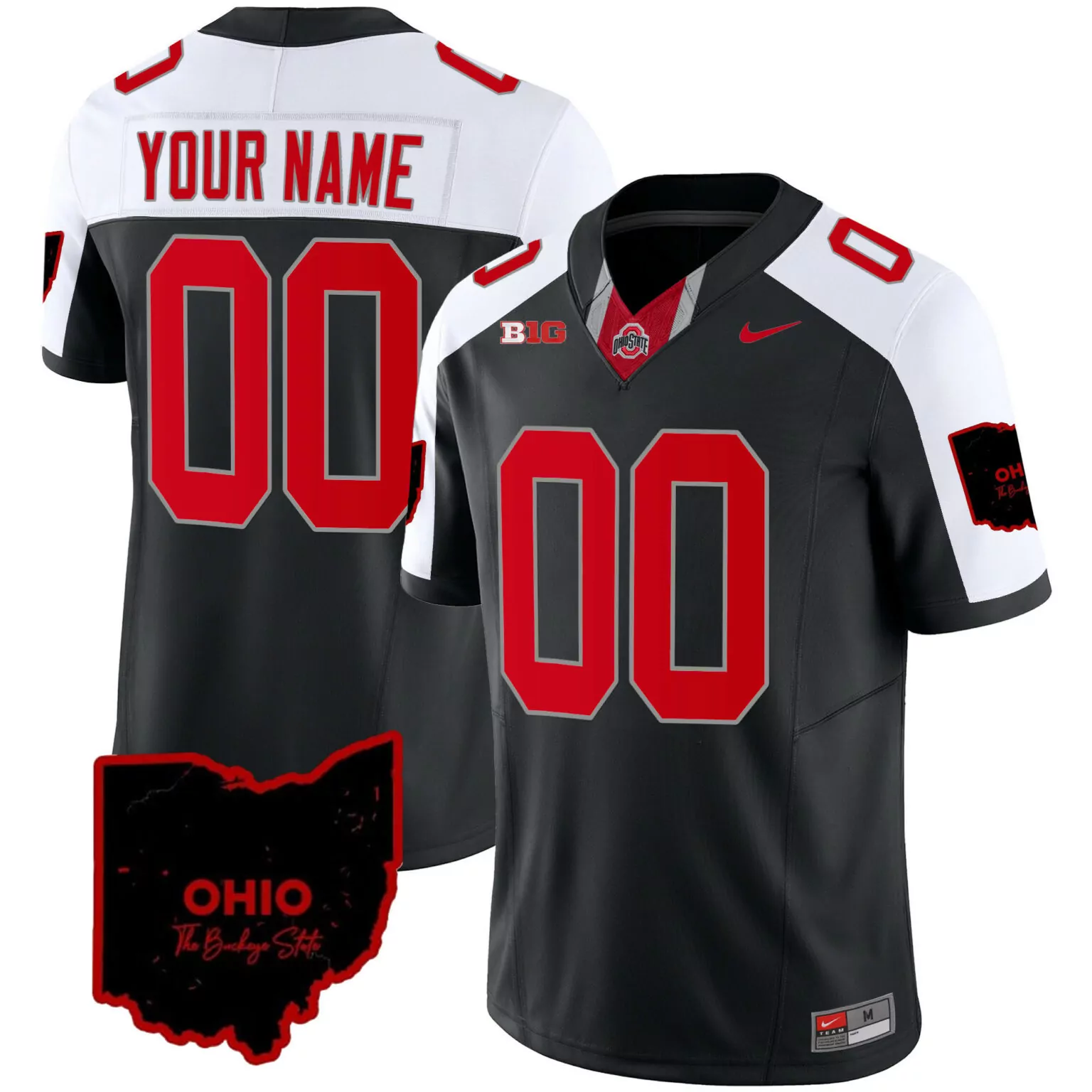 Custom Ohio State Jersey Black Buckeye Men White Red Alternate Vapor All Stitched