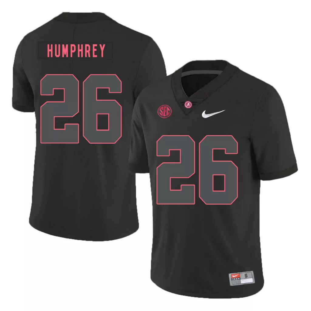 Marlon Humphrey 26 Alabama Jersey Black Men Pink Gray