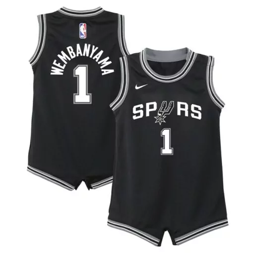 Victor Wembanyama 1 Jersey Black San Antonio Spurs Men NBA White Silver Icon