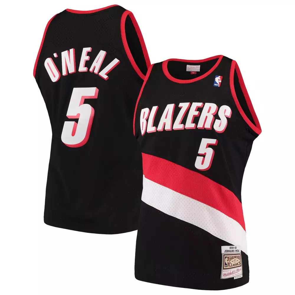 Shaquille Oneal 5 Blazers Jersey Black 1999-00 Jermaine O'neal Hardwood Classics