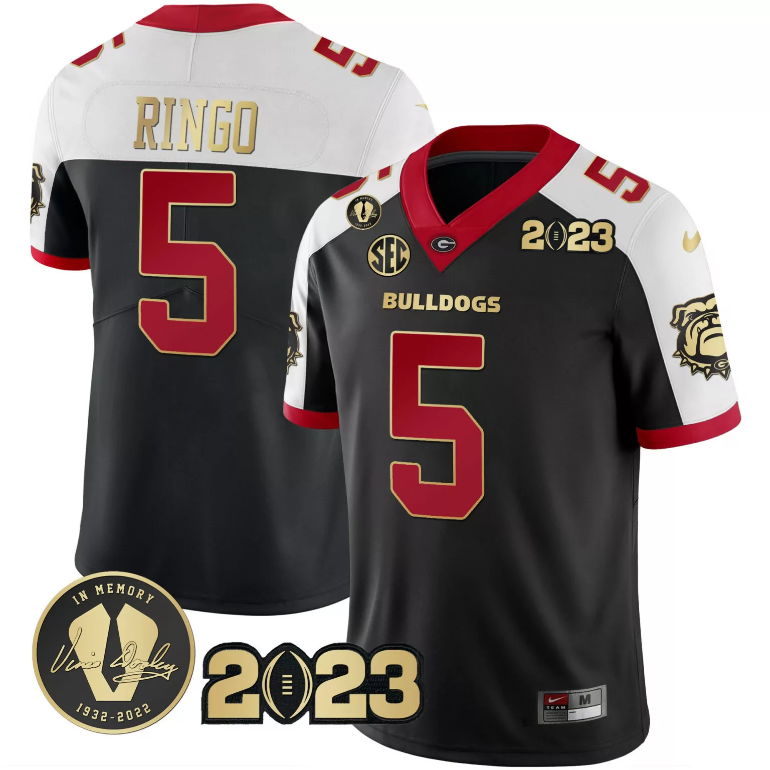 Kelee Ringo 5 Georgia Bulldogs Jersey Black Vince Dooley Memorial 2023 Football Team Size