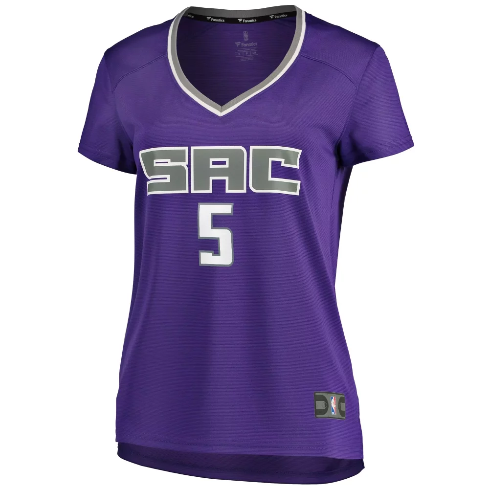 De'aaron Fox 5 Sacramento Kings Jersey Purple Women White Grey Icon